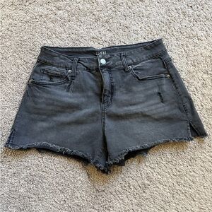 Time and Tru Black Frayed Hem Denim Shorts